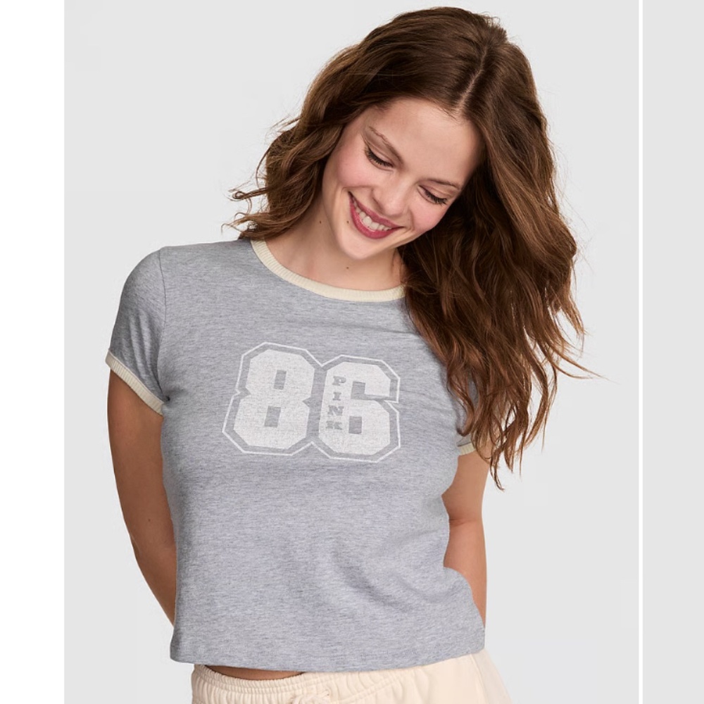 💫 Victoria’s Secret PINK Retro Cotton Tee - Gray - Size Medium 💫